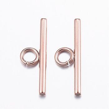 Ion Plating(IP) 304 Stainless Steel Bar, Rose Gold, 20x7x2mm, Hole: 3mm.