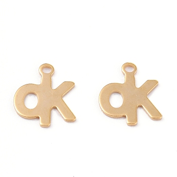 201 Stainless Steel Charms, Laser Cut, Word OK, Real 18k Gold Plated, 12x10x0.5mm, Hole: 1.4mm