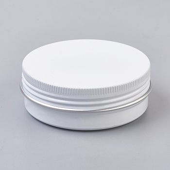 Round Aluminium Tin Cans, Aluminium Jar, Storage Containers for Cosmetic, Candles, Candies, with Screw Top Lid, White, 6.8x2.5cm, Capacity: 60ml(2.02 fl. oz)