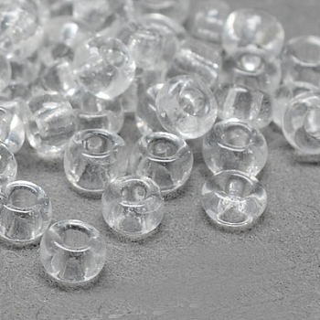 8/0 Grade A Round Glass Seed Beads, Transparent Colours, Clear, 8/0, 3x2mm, Hole: 1mm, about 10000pcs/bag
