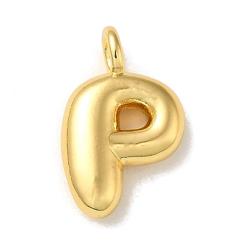 Brass Pendants, Real 18K Gold Plated, Letter P, 19x12x5.5mm, Hole: 3.3mm