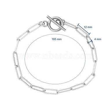 304 Stainless Steel Textured Paperclip Chain Bracelets(X-BJEW-JB05112)-5