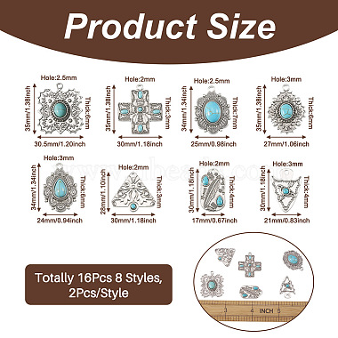 16Pcs 8 Styles Synthetic Turquoise Pendants(FIND-TA0002-15)-3