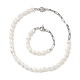 Natural Baroque Pearl Beaded Necklace & Bracelet with 304 Stainless Steel Paperclip Chains(SJEW-JS01262)-1