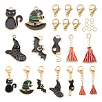 7Pcs 7 Styles DIY Alloy Enamel Pendant Decorations Making Kits, include 7Pcs Lobster Claw Clasps and 7Pcs Open Jump Rings, Mixed Color, 14~25x8.5~24x1~2mm, Hole: 1.6~2mm(FIND-TA0009-03)