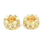 Brass Micro Pave Clear Cubic Zirconia Rondelle European Beads, Horse Eye Large Hole Beads, Rack Plating, Long-Lasting Plated, Lead Free & Cadmium Free, Golden, 8x4mm, Hole: 4mm(KK-C142-04B-G)