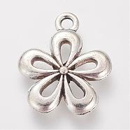 Tibetan Style Alloy Pendants, Flower, Lead Free & Cadmium Free, Antique Silver, 18x15x2mm, Hole: 2mm, about 430pcs/500g(TIBE-S306-12AS-RS)