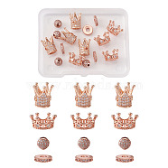 Brass Micro Pave Clear Cubic Zirconia Beads, Mixed Shapes, Rose Gold, 6mm, Hole: 1.8mm, 16pcs/box(ZIRC-TA0001-09RG)