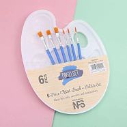Paint Brushes Watercolor Brushes Set, with Plastic Paint Palette and Wood Brushes, Cornflower Blue, 23x17cm, 7pcs/set(DRAW-PW0001-411B)