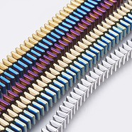 Electroplated Non-magnetic Synthetic Hematite Bead Strand, Grade AA, Square, Mixed Color, 6x6x3mm, Hole: 1mm, about 129pcs/strand, 15.5 inch(39.5cm)(G-E495-08)