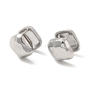 Brass Rhombus Hoop Earrings for Women, Platinum, 16x15x15mm, Pin: 0.8mm(EJEW-E275-06P)