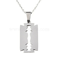 201 Stainless Steel Pendants Necklaces, with Cable Chains and Lobster Claw Clasps, Blade, Stainless Steel Color, 17.71 inch(45cm), 1.5mm(NJEW-S105-JN721-45-1)