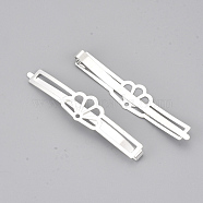 Iron Hair Bobby Pins, Fan Shape, Silver Color Plated, 66x14x4.5mm(MAK-S071-03S)