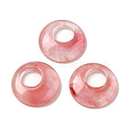 Cherry Quartz Glass Pendants, Donut/Pi Disc Charms, 27.5~28x4.5~5.5mm(G-T122-76V)