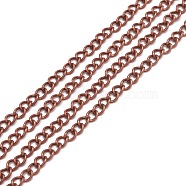 Iron Twisted Chains, Unwelded, Red Copper Color, with Spool, Size: Chains: about 3.7mm long, 2.5mm wide, 0.7mm thick, about 328.08 Feet(100m)/roll(CH-TM0.5-R)