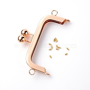 Iron Purse Frame Handle, with Screws, for Bag Sewing Craft Tailor Sewer, Rose Gold, 8.1x13.1x1.3cm, Hole: 2.5mm, 8mm(FIND-WH0070-78B)