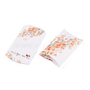 Paper Pillow Boxes, Gift Candy Packing Box, Flower Pattern & Word Handmade with Love, White, Box: 12.5x7.6x1.9cm, Unfold: 14.5x7.9x0.1cm(CON-L020-12A)