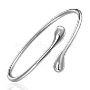 Romantic Brass Bangles For Women, Silver Color Plated, 65mm(BJEW-BB12219)