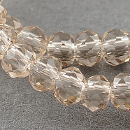 Transparent Glass Beads Strands, Faceted, Rondelle, Dark Salmon, 3x2mm, Hole: 0.5mm, about 160~165pcs/strand, 15.35 inch~15.75 inch(39~40cm)(X-GLAA-R135-2mm-14)