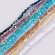 Electroplate Glass Beads Strands, AB Color Plated, Triangle, Mixed Color, 2.2~3x3~4.7x2~3mm, Hole: 0.7mm, about 171~181pcs/strand, 12.4 inch~14.84 inch(31.5~37.7cm)(EGLA-E057-01A)