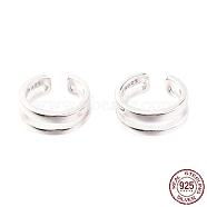 Rhodium Plated 925 Sterling Silver Cuff Earrings, Platinum, 11x4mm(EJEW-H124-07P)