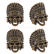 4Pcs Tibetan Style Alloy European Beads, Large Hole Beads, Skull Head, Antique Bronze, 22x16x13mm, Hole: 5mm(TIBEB-FH0001-40AB)