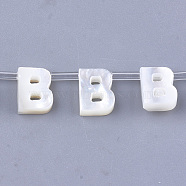 Sea Shell Beads, Top Drilled Beads, Letter, Letter.B, 10x8x3mm, Hole: 0.8mm(X-SHEL-T012-60B)