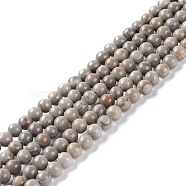 Natural Silver Line Jasper Beads Strands, Round, 4~4.5mm, Hole: 1mm, about 91~93pcs/strand, 14.96~15.35 inch(38~39cm)(G-P451-03C-A)