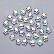 Transparent Spray Painted Glass Beads, AB Color Plated, Star, Clear AB, 8x8.5x4mm, Hole: 1mm(X-GLAA-R211-04-G05)