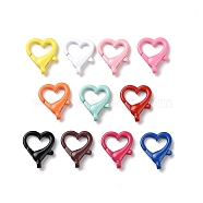 Spray Painted Alloy Lobster Claw Clasps, Heart, Mixed Color, 20x16.5x4.5mm, Hole: 2mm, inner diameter: 12x6mm(PALLOY-K257-13)