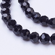 Glass Beads Strands, Faceted(32 Facets), Round, Black, 8mm, Hole: 1mm, about 67~70pcs/strand, 22.6 inch(X-EGLA-J042-8mm-08)