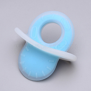 Food Grade Eco-Friendly Silicone Big Pendants, Chewing Pendants For Teethers, DIY Nursing Necklaces Making, Dummy Pacifier, Deep Sky Blue, 78~79x74.5x42~43mm, Inner Diameter: 24.5mm(SIL-Q011-04C)