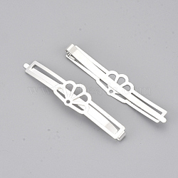 (Holiday Stock-Up Sale)Iron Hair Bobby Pins, Fan Shape, Silver Color Plated, 66x14x4.5mm(MAK-S071-03S)