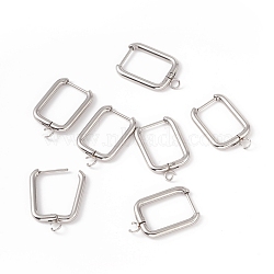 201 Stainless Steel Hoop Earring Findings, with 316 Stainless Steel Pin and 304 Stainless Steel Horizontal Loops, Rectangle, Stainless Steel Color, 24.5x15.5x2.5mm, Hole: 2.5mm, Pin: 1mm(STAS-H166-01P)