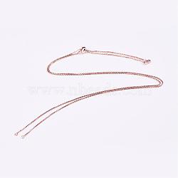 Electrophoresis Brass Necklace Making, with Cubic Zirconia & Slide Extender Chains, Box Chains, Long-Lasting Plated, Rose Gold, 31.5 inch(80cm)(MAK-D020-01RG)