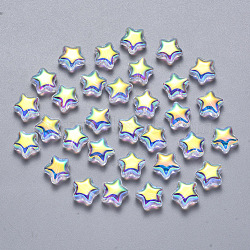 Transparent Spray Painted Glass Beads, AB Color Plated, Star, Clear AB, 8x8.5x4mm, Hole: 1mm(X-GLAA-R211-04-G05)