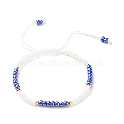 Glass Seed Beaded Bracelet, Adjustable Bracelet for Women, Blue, Inner Diameter: 2-3/8~3-3/4 inch(5.9~9.6cm)(BJEW-JB08199-04)