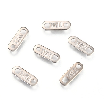 201 Stainless Steel Links Connectors, Rectangle with Word TBK, Stainless Steel Color, 11x4x0.6mm, Hole: 1.5mm and 1.8x2mm