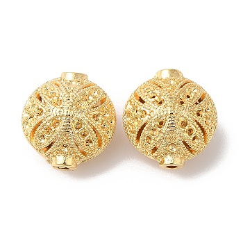 Hollow Brass Beads, Lantern, Real 18K Gold Plated, 14.5x14x10mm, Hole: 1.5mm