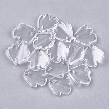 Transparent Glass Pendants, Fish, Clear, 18~18.5x17x5mm, Hole: 1mm