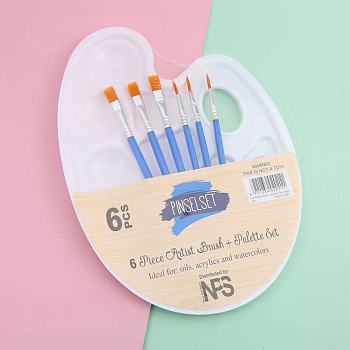 Paint Brushes Watercolor Brushes Set, with Plastic Paint Palette and Wood Brushes, Cornflower Blue, 23x17cm, 7pcs/set