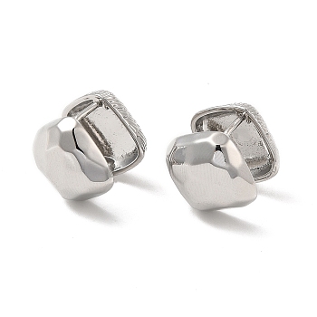 Brass Rhombus Hoop Earrings for Women, Platinum, 16x15x15mm, Pin: 0.8mm