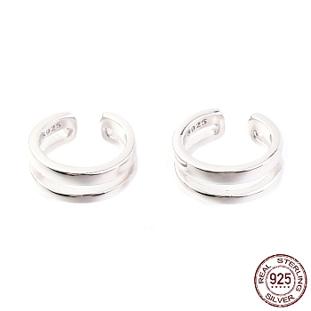 Rhodium Plated 925 Sterling Silver Cuff Earrings, Platinum, 11x4mm