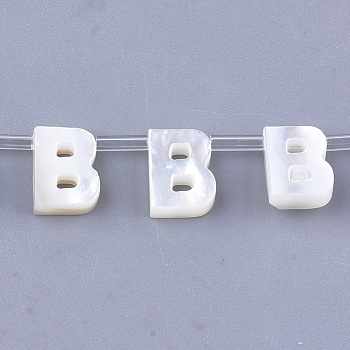 Sea Shell Beads, Top Drilled Beads, Letter, Letter.B, 10x8x3mm, Hole: 0.8mm