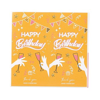 Rectangle Happy Birthday Theme Paper Stickers, Self Adhesive Sticker Labels, for Envelopes, Bubble Mailers and Bags, Cup Pattern, 10.3x10.7x0.01cm, 50pcs/bag