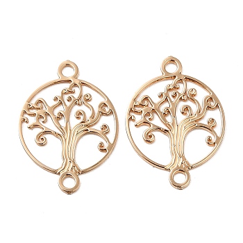 Rack Plating Brass Connector Charms, Etched Metal Embellishments, Long-Lasting Plated, Tree of Life Links, Light Gold, 14.5x10.5x0.3mm, Hole: 1.2mm
