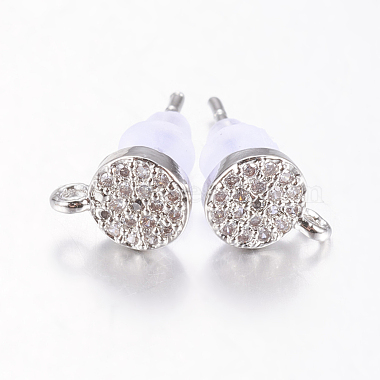 Platinum Clear Brass+Cubic Zirconia Stud Earrings