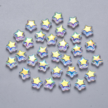 9mm Clear AB Star Glass Beads