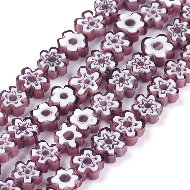 Purple Flower Millefiori Lampwork Beads