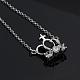 Trendy Silver Color Plated Brass Cubic Zirconia Crown and Cross Pendant Necklaces(NJEW-BB12661)-5